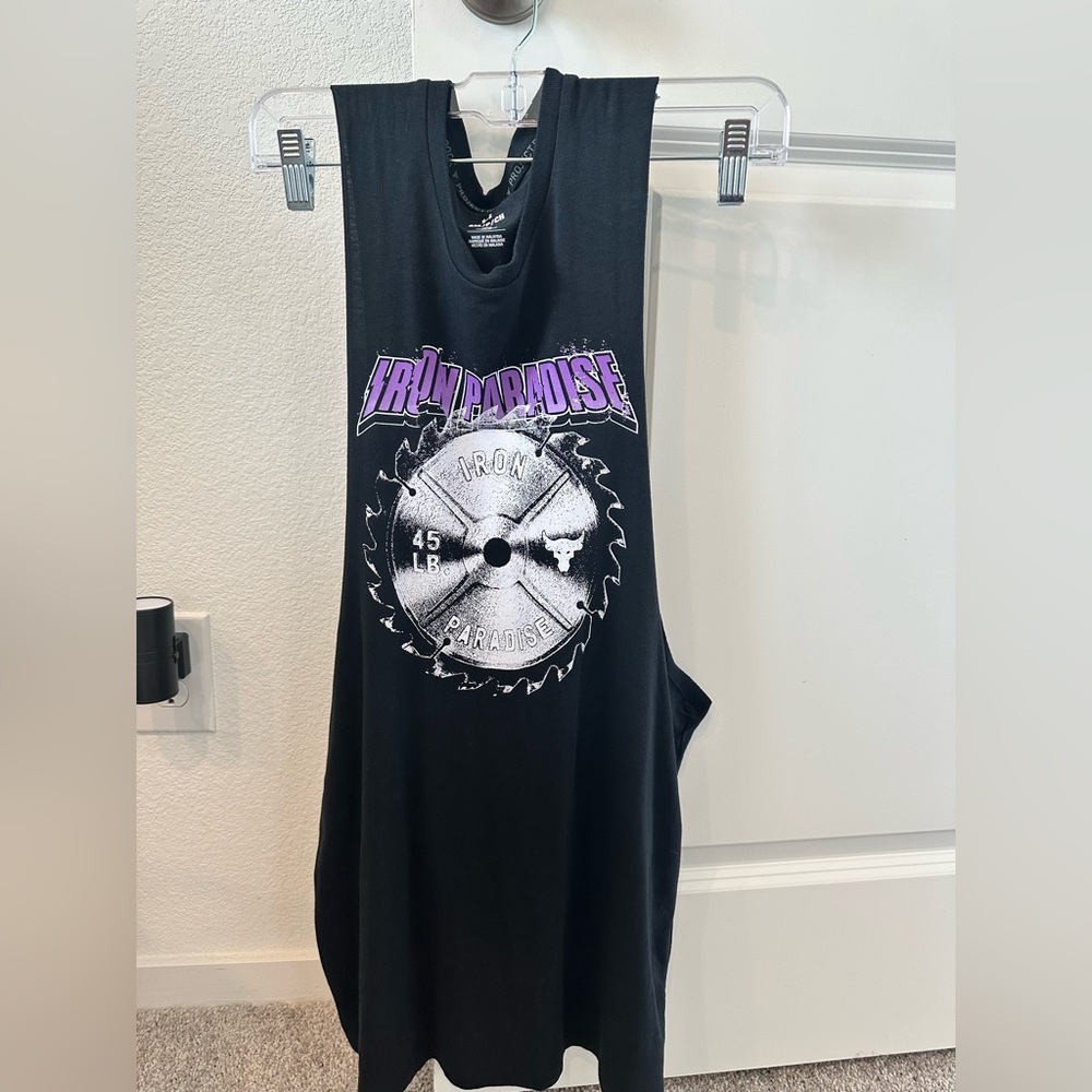 Under Armour Black Project Rock Tank with Purple Graphic